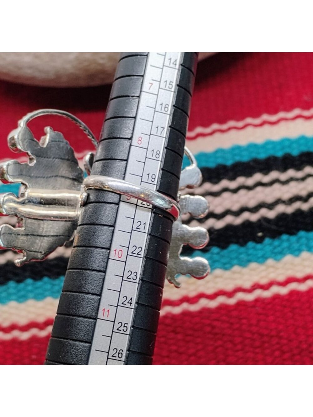 Native Signed CK Sterling Silver Orange Spiny Oyster Butterfly Ring Adjustable - Picture 10 of 10
